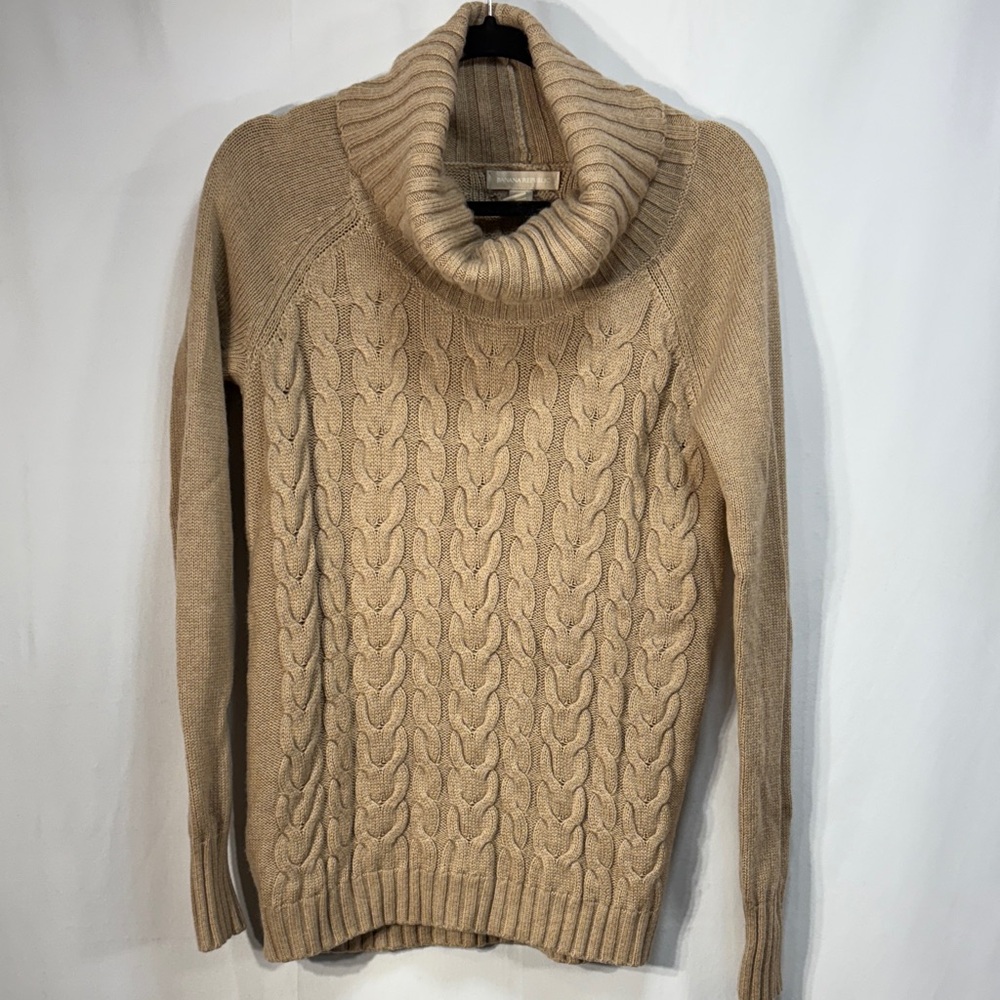 Cozy Cable Knit Turtleneck Sweater - Tan